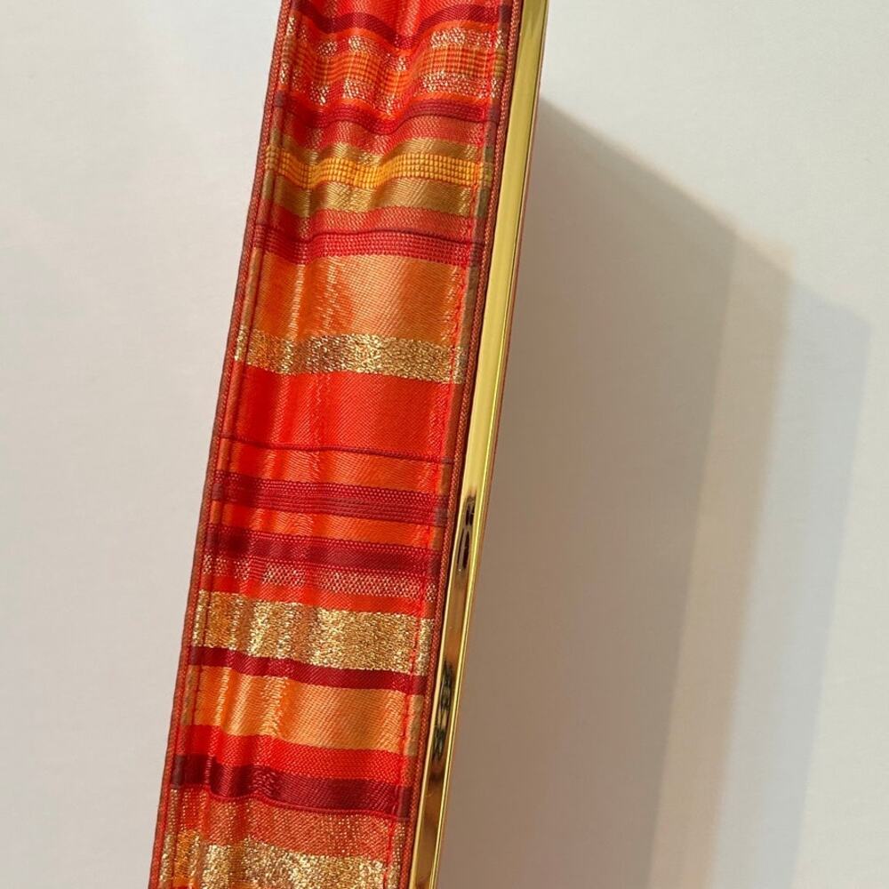 J Renee Vintage Clutch With Detachable Strap Red Orange Gold Stripe - Picture 14 of 14